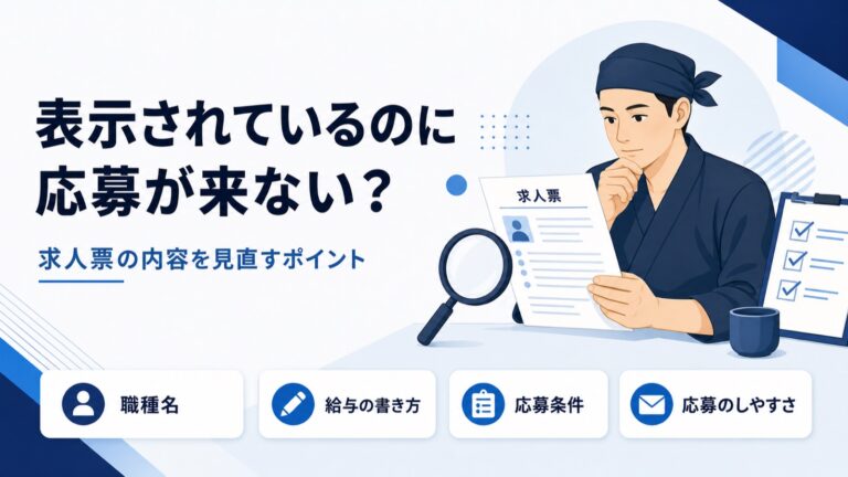 Google for Jobsに表示されているのに応募が来ない場合の求人票見直しポイントを示す画像