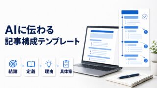 AIに引用される記事構成テンプレート（結論・定義・理由・具体策）のアイキャッチ画像