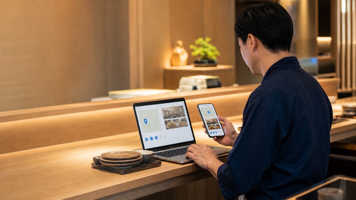 Googleマップの店舗情報を整えている様子