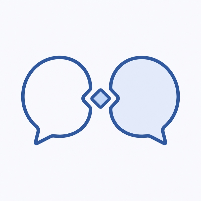 向き合う2つの吹き出しのアイコン(お店の状況をうかがって提案することを表す図)