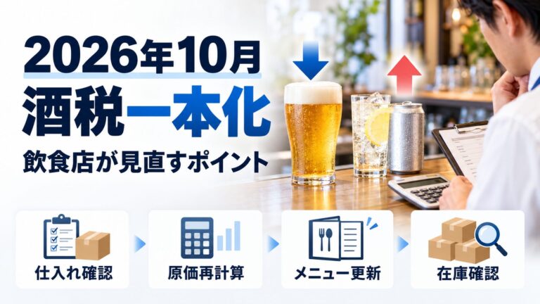 2026年10月の酒税一本化で飲食店が見直すポイント(仕入れ確認・原価再計算・メニュー更新・在庫確認)